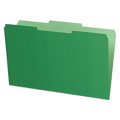 Pendaflex Interior File Folders, 1/3-Cut Tabs: Assorted, Legal Size, Green, 100/Box (PFX435013BGR)