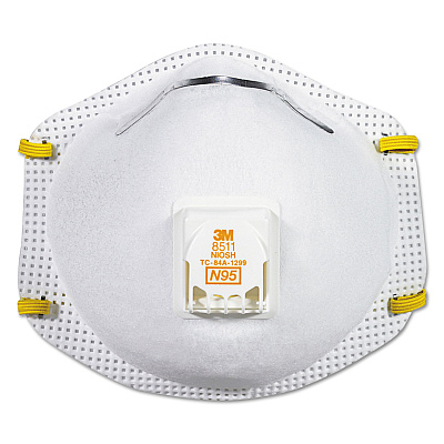 3M Particulate Respirator w/Cool Flow Exhalation Valve, Standard Size, 10/Box (MMM8511)