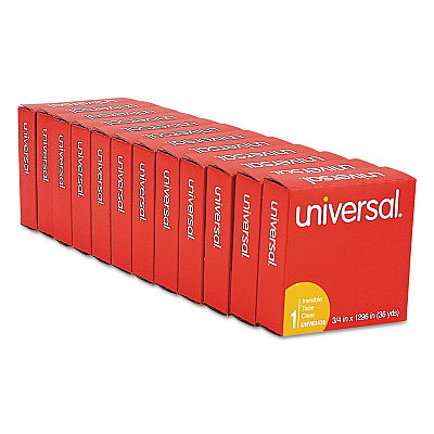 Universal Invisible Tape, 1" Core, 0.75" x 36 yds, Clear, 12/Pack (UNV83436VP)