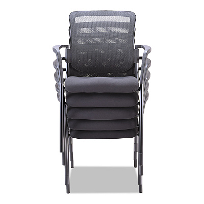 Alera Elusion Series Mesh Back Stacking Guest Chair, 26" x 25.6" x 36.2", Black Seat, Black Back, Black Base (ALEEL4314)