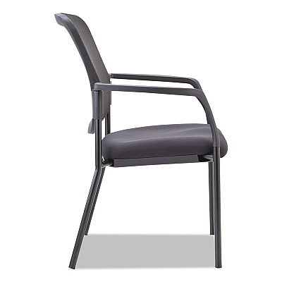 Alera Elusion Series Mesh Back Stacking Guest Chair, 26" x 25.6" x 36.2", Black Seat, Black Back, Black Base (ALEEL4314)