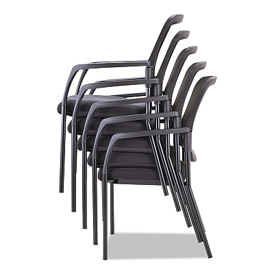 Alera Elusion Series Mesh Back Stacking Guest Chair, 26" x 25.6" x 36.2", Black Seat, Black Back, Black Base (ALEEL4314)