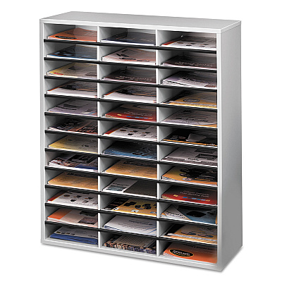 Fellowes Literature Organizer, 36 Letter Compartments, 29 x 11.88 x 34.69, Dove Gray (FEL25061)