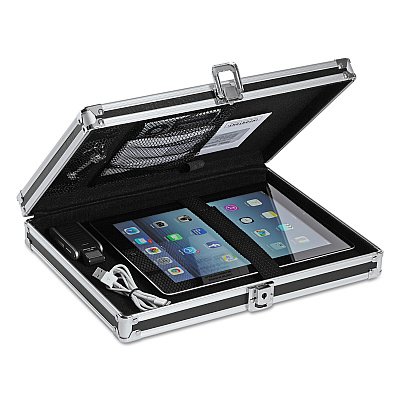 Vaultz Locking Storage Clipboard, 0.38" Clip Capacity, Holds 8.5 x 11 Sheets, Black/Chrome (IDEVZ00151DAS)