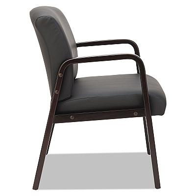 Alera Reception Lounge WL Series Guest Chair, 24.21" x 24.8" x 32.67", Black Seat, Black Back, Espresso Base (ALERL4319E)
