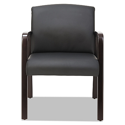 Alera Reception Lounge WL Series Guest Chair, 24.21" x 24.8" x 32.67", Black Seat, Black Back, Espresso Base (ALERL4319E)