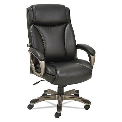 Alera Veon Series Executive High-Back Bonded Leather Chair, Supports Up to 275 lb, Black Seat/Back, Graphite Base (ALEVN4119)