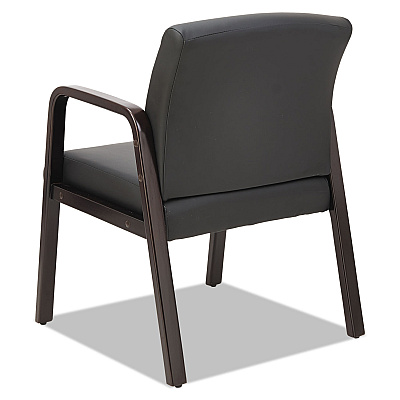 Alera Reception Lounge WL Series Guest Chair, 24.21" x 24.8" x 32.67", Black Seat, Black Back, Espresso Base (ALERL4319E)