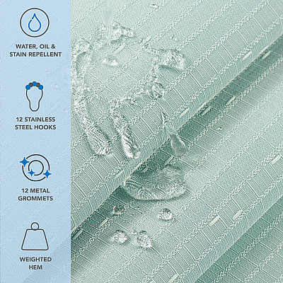 H&h Poly Shower Curtain Set 72x72 Raindrop Silt Green, Case Of 12 (SCSET-7272-GR)