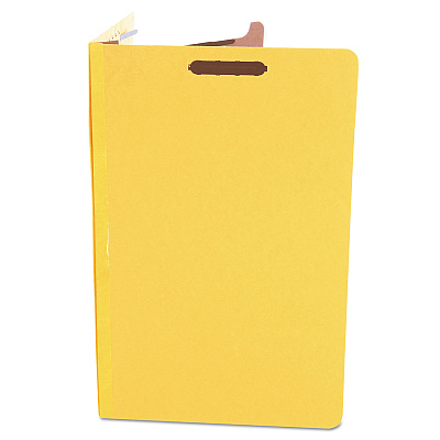 Universal Bright Colored Pressboard Classification Folders, 2" Expansion, 1 Divider, 4 Fasteners, Legal Size, Yellow Exterior, 10/Box (UNV10214)