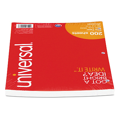 Universal Filler Paper, 3-Hole, 8.5 x 11, Wide/Legal Rule, 200/Pack (UNV20923)