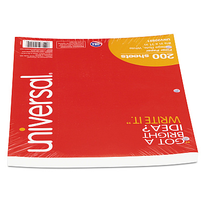Universal Filler Paper, 3-Hole, 8.5 x 11, Medium/College Rule, 200/Pack (UNV20921)