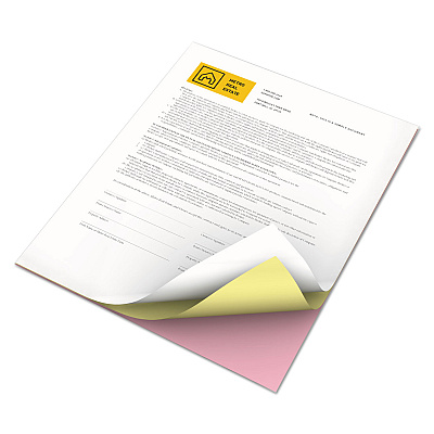 Xerox Vitality Multipurpose Carbonless 3-Part Paper, 8.5 x 11, Pink/Canary/White, 5,010/Carton (XER3R12854)