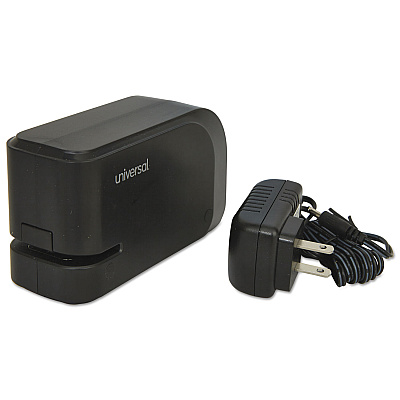 Universal Half-Strip Electric Stapler with Staple Channel Release Button, 20-Sheet Capacity, Black (UNV43120)