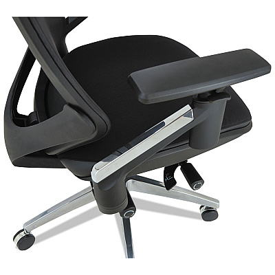 Alera EB-W Series Pivot Arm Multifunction Mesh Chair, Supports 275 lb, 18.62" to 22.32" Seat, Black Seat/Back, Aluminum Base (ALEEBW4213)