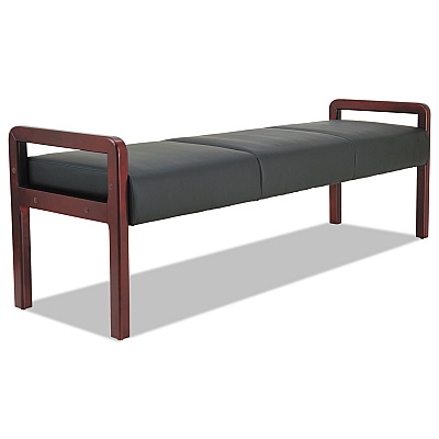 Alera Reception Lounge WL Series Bench, Three-Seater, 65.75w x 22.25d x 22.88h, Black/Mahogany (ALERL2419M)