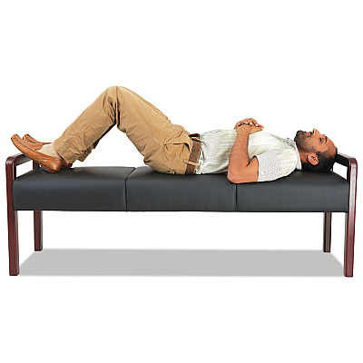 Alera Reception Lounge WL Series Bench, Three-Seater, 65.75w x 22.25d x 22.88h, Black/Mahogany (ALERL2419M)
