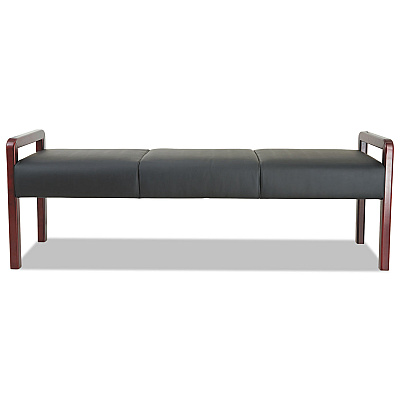 Alera Reception Lounge WL Series Bench, Three-Seater, 65.75w x 22.25d x 22.88h, Black/Mahogany (ALERL2419M)