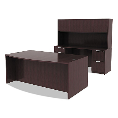 Alera Valencia Series Bow Front Desk Shell, 71" x 41.38" x 29.63", Espresso (ALEVA227236ES)