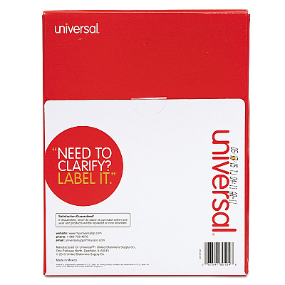Universal White Labels, Inkjet/Laser Printers, 1 x 4, White, 20/Sheet, 100 Sheets/Box (UNV80104)