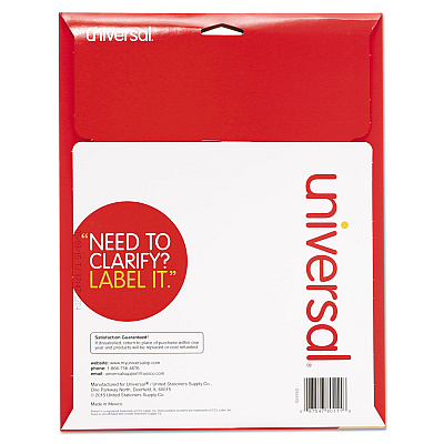 Universal Self-Adhesive Permanent File Folder Labels, 0.66 x 3.44, White with Assorted Color Borders, 30/Sheet, 25 Sheets/Pack (UNV80111)