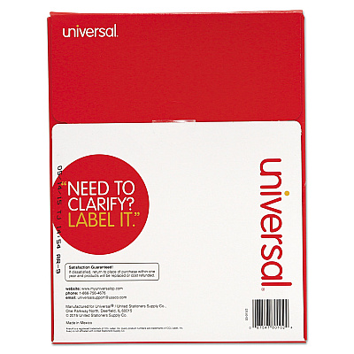 Universal White Labels, Inkjet/Laser Printers, 1 x 2.63, White, 30/Sheet, 100 Sheets/Box (UNV80102)