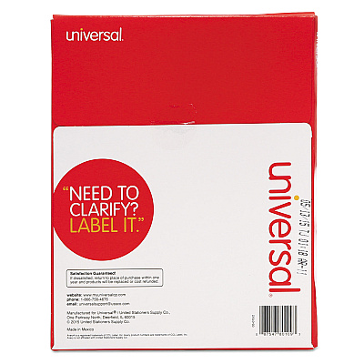 Universal White Labels, Inkjet/Laser Printers, 8.5 x 11, White, 100/Box (UNV80109)