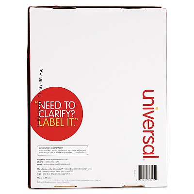 Universal White Labels, Inkjet/Laser Printers, 2 x 4, White, 10/Sheet, 250 Sheets/Box (UNV80004)
