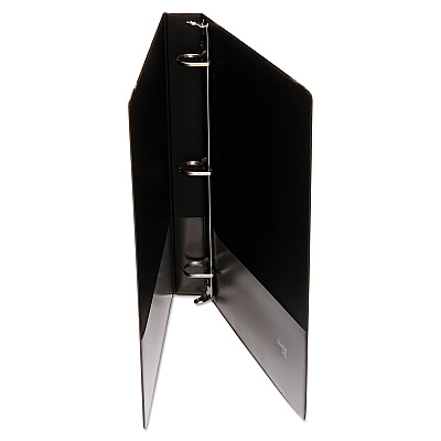 Universal Deluxe Non-View D-Ring Binder with Label Holder, 3 Rings, 1" Capacity, 11 x 8.5, Black (UNV20761)