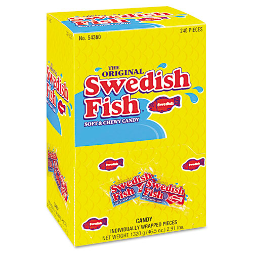 Swedish Fish Grab-and-Go Candy Snacks In Reception Box, 240-Pieces/Box (43146)