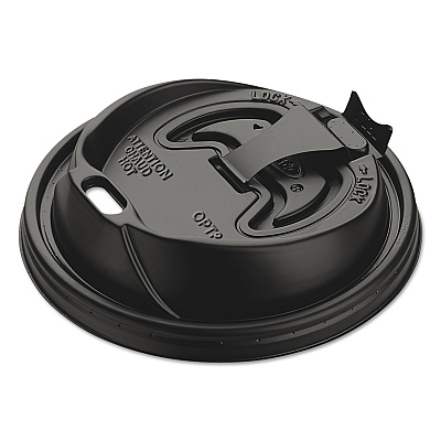 Dart Optima Reclosable Lids for Hot Paper Cups, Fits 10 oz to 24 oz Cups, Black, 1,000/Carton (SCCOPT316B)
