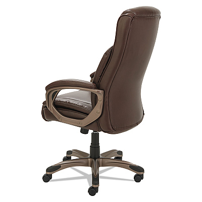 Alera Veon Series Executive High-Back Bonded Leather Chair, Supports Up to 275 lb, Brown Seat/Back, Bronze Base (ALEVN4159)