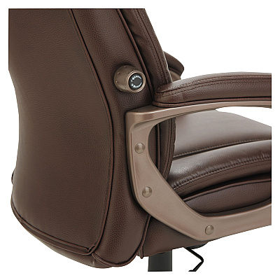 Alera Veon Series Executive High-Back Bonded Leather Chair, Supports Up to 275 lb, Brown Seat/Back, Bronze Base (ALEVN4159)
