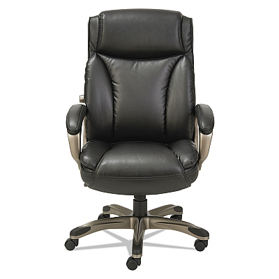 Alera Veon Series Executive High-Back Bonded Leather Chair, Supports Up to 275 lb, Black Seat/Back, Graphite Base (ALEVN4119)