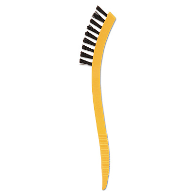 Rubbermaid Commercial Synthetic-Fill Tile and Grout Brush, Black Plastic Bristles, 2.5" Brush, 8.5" Yellow Plastic Handle (RCP9B56BLA)