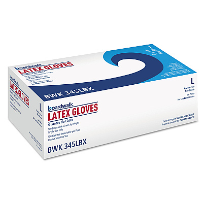 Boardwalk General-Purpose Latex Gloves, Natural, Large, Powder-Free, 4.4 mil, 1,000/Carton (BWK345LCT)