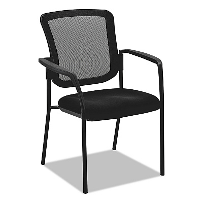 Alera Elusion Series Mesh Back Stacking Guest Chair, 26" x 25.6" x 36.2", Black Seat, Black Back, Black Base (ALEEL4314)