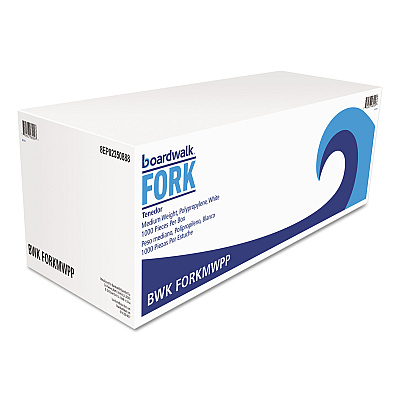 Boardwalk Mediumweight Polypropylene Cutlery, Fork, White, 1000/Carton (BWKFORKMWPP)