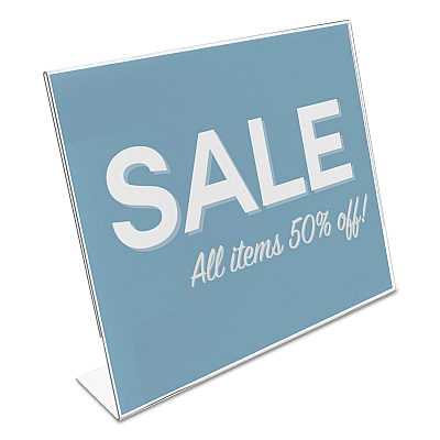 deflecto Classic Image Slanted Sign Holder, Landscaped, 11 x 8.5 Insert, Clear (DEF66701)