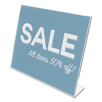 deflecto Classic Image Slanted Sign Holder, Landscaped, 11 x 8.5 Insert, Clear (DEF66701)