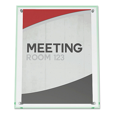 deflecto Superior Image Beveled Edge Sign Holder, Letter Insert, Clear/Green-Tinted Edges (DEF799693)