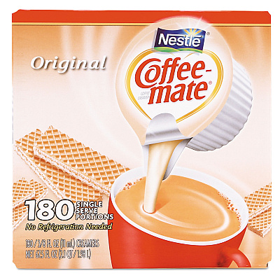 Coffee-mate Liquid Coffee Creamer, Original, 0.38 oz Mini Cups, 180/Carton (NES753032)