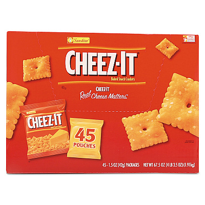 Sunshine Cheez-it Crackers, Original, 1.5 oz Pack, 45 Packs/Carton (KEB827553)