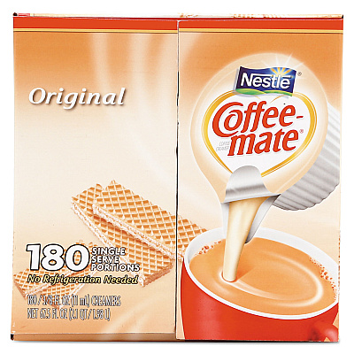 Coffee-mate Liquid Coffee Creamer, Original, 0.38 oz Mini Cups, 180/Carton (NES753032)