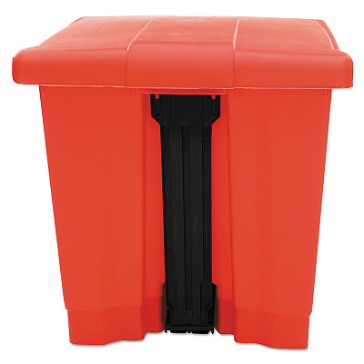 Rubbermaid Commercial Indoor Utility Step-On Waste Container, 8 gal, Plastic, Red (RCP6143RED)