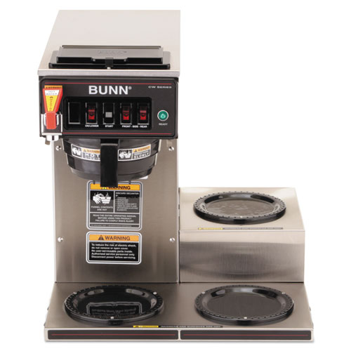 BUNN CWTF-3 Three Burner Automatic Coffee Brewer, 12-Cup, Black/Stainless Steel (CWTF153LP)