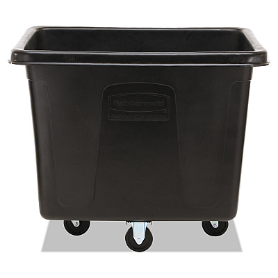 Rubbermaid Commercial Cube Truck, 119.7 gal, 500 lb Capacity, Plastic/Metal, Black (RCPFG461600BLA)