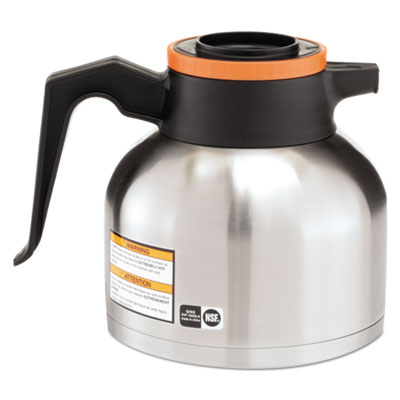 BUNN 1.9 Liter Thermal Carafe, Stainless Steel/Black/Orange (Decaf) (BUNTHERMORN)