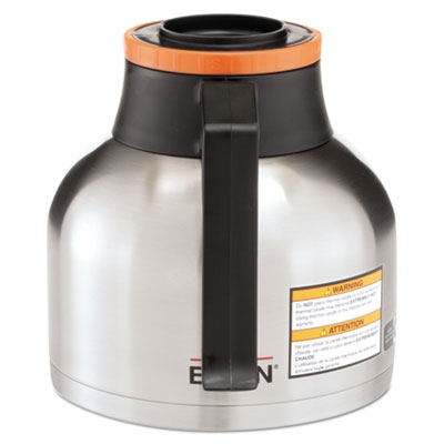 BUNN 1.9 Liter Thermal Carafe, Stainless Steel/Black/Orange (Decaf) (BUNTHERMORN)