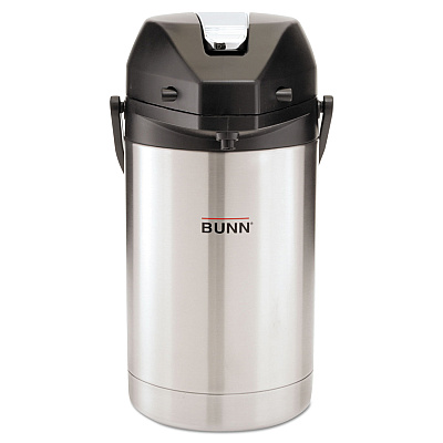 BUNN 2.5 Liter Lever Action Airpot, Stainless Steel/Black (BUNAIRPOT25)